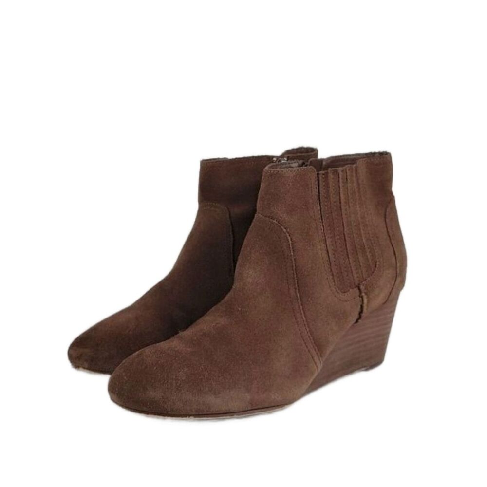Violet & Red Wedge Brown Suede Leather Women's Ankle Boots